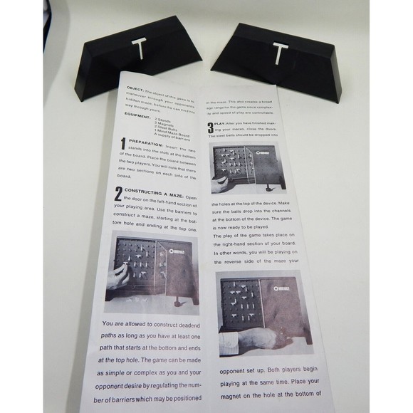 Parker Bros Mind Maze Game 1970 Two Black Stands Instructions Replacement Parts - Picture 2 of 5